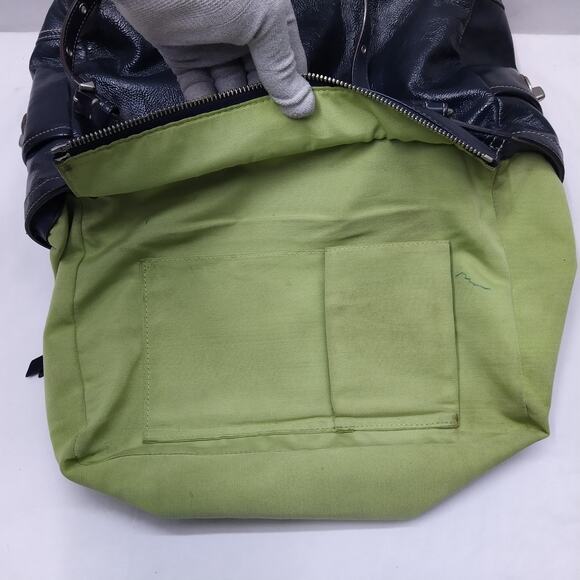 Coach Navy Blue Patent Leather Double Handles Zipper Closure Tote Bag - Picture 11 of 16